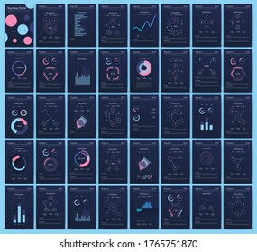 Elementos vectores de infografía modernos para folletos comerciales. Uso en sitios web, folletos corporativos, publicidad y marketing. Gráficos, gráficos de líneas, gráficos de barras y líneas de tiempo.