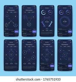 Modern infographic vector elements for business brochures. Use in website, mobile design, advertising and marketing. Pie charts, line graphs, bar graphs and timelines.
