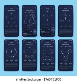 Elementos vectores de infografía modernos para folletos comerciales. Uso en sitios web, diseño móvil, publicidad y marketing. Gráficos, gráficos de líneas, gráficos de barras y líneas de tiempo.