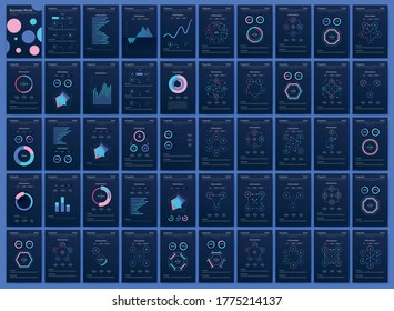 Elementos vectores de infografía modernos para folletos comerciales. Uso en sitios web, folletos corporativos, publicidad y marketing. Gráficos, gráficos de líneas, gráficos de barras y líneas de tiempo.