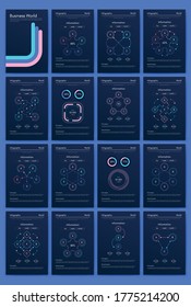 Elementos vectores de infografía modernos para folletos comerciales. Uso en sitios web, folletos corporativos, publicidad y marketing. Gráficos, gráficos de líneas, gráficos de barras y líneas de tiempo.