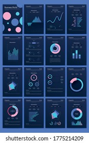 Elementos vectores de infografía modernos para folletos comerciales. Uso en sitios web, folletos corporativos, publicidad y marketing. Gráficos, gráficos de líneas, gráficos de barras y líneas de tiempo.
