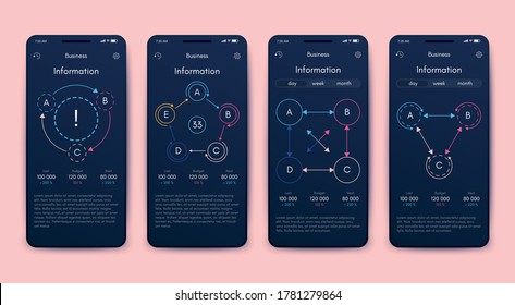 Modern infographic vector elements for business brochures. Use in website, corporate brochure, advertising and marketing. Pie charts, line graphs, bar graphs and timelines.