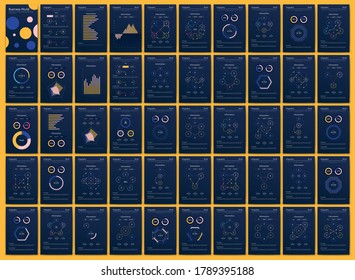 Modern infographic vector elements for business brochures. Use in website, corporate brochure, advertising and marketing. Pie charts, line graphs, bar graphs and timelines.