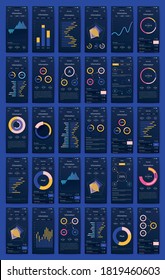 Elementos vectores de infografía modernos para folletos comerciales. Uso en sitios web, folletos corporativos, publicidad y marketing. Gráficos, gráficos de líneas, gráficos de barras y líneas de tiempo.