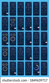 Elementos vectores de infografía modernos para folletos comerciales. Uso en sitios web, folletos corporativos, publicidad y marketing. Gráficos, gráficos de líneas, gráficos de barras y líneas de tiempo.