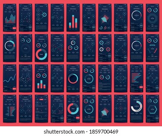 Elementos vectores de infografía modernos para folletos comerciales. Uso en sitios web, folletos corporativos, publicidad y marketing. Gráficos, gráficos de líneas, gráficos de barras y líneas de tiempo.