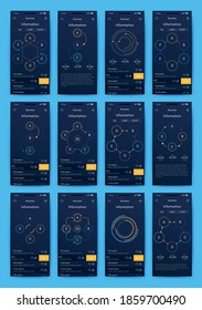 Modern infographic vector elements for business brochures. Use in website, corporate brochure, advertising and marketing. Pie charts, line graphs, bar graphs and timelines.