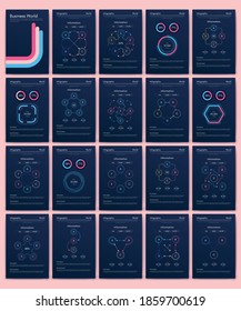 Elementos vectores de infografía modernos para folletos comerciales. Uso en sitios web, folletos corporativos, publicidad y marketing. Gráficos, gráficos de líneas, gráficos de barras y líneas de tiempo.