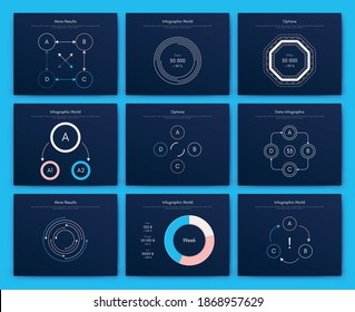 Modern infographic vector elements for business brochures. Use in website, corporate brochure, advertising and marketing. Pie charts, line graphs, bar graphs and timelines.