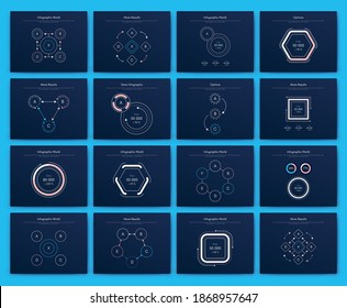 Moderne Infografik-Vektorelemente für Geschäftsbroschüren. Verwendung auf Website, Corporate Broschüre, Werbung und Marketing. Pie-Diagramme, Zeilentafeln, Strichgraphen und Zeitachsen.