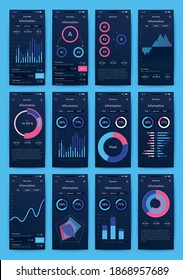 Modern infographic vector elements for business brochures. Use in website, corporate brochure, advertising and marketing. Pie charts, line graphs, bar graphs and timelines.