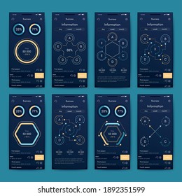 Modern infographic vector elements for business brochures. Use in website, corporate brochure, advertising and marketing. Pie charts, line graphs, bar graphs and timelines.