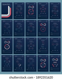 Elementos vectores de infografía modernos para folletos comerciales. Uso en sitios web, folletos corporativos, publicidad y marketing. Gráficos, gráficos de líneas, gráficos de barras y líneas de tiempo.