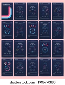 Modern infographic vector elements for business brochures. Use in website, corporate brochure, advertising and marketing. Pie charts, line graphs, bar graphs and timelines.