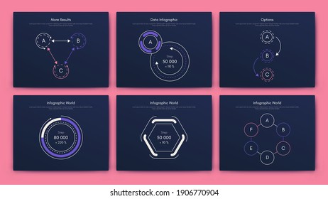 Modern infographic vector elements for business brochures. Use in website, corporate brochure, advertising and marketing. Pie charts, line graphs, bar graphs and timelines.