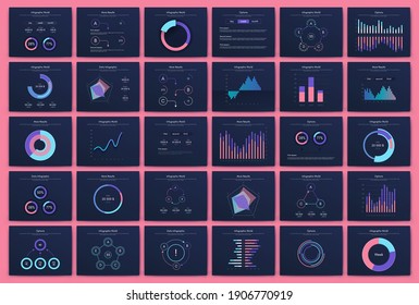 Modern infographic vector elements for business brochures. Use in website, corporate brochure, advertising and marketing. Pie charts, line graphs, bar graphs and timelines.
