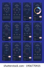 Elementos vectores de infografía modernos para folletos comerciales. Uso en sitios web, folletos corporativos, publicidad y marketing. Gráficos, gráficos de líneas, gráficos de barras y líneas de tiempo.