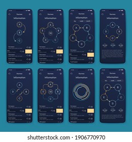 Modern infographic vector elements for business brochures. Use in website, corporate brochure, advertising and marketing. Pie charts, line graphs, bar graphs and timelines.