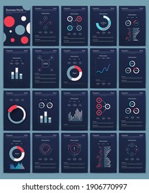 Modern infographic vector elements for business brochures. Use in website, corporate brochure, advertising and marketing. Pie charts, line graphs, bar graphs and timelines.