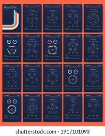 Modern infographic vector elements for business brochures. Use in website, corporate brochure, advertising and marketing. Pie charts, line graphs, bar graphs and timelines.