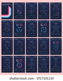 Modern infographic vector elements for business brochures. Use in website, corporate brochure, advertising and marketing. Pie charts, line graphs, bar graphs and timelines.