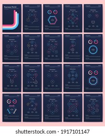 Modern infographic vector elements for business brochures. Use in website, corporate brochure, advertising and marketing. Pie charts, line graphs, bar graphs and timelines.
