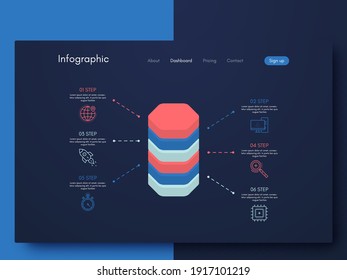 Modern infographic vector elements for business brochures. Use in website, corporate brochure, advertising and marketing. Pie charts, line graphs, bar graphs and timelines.