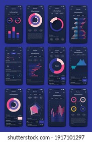 Modern infographic vector elements for business brochures. Use in website, corporate brochure, advertising and marketing. Pie charts, line graphs, bar graphs and timelines.