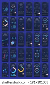 Modern infographic vector elements for business brochures. Use in website, corporate brochure, advertising and marketing. Pie charts, line graphs, bar graphs and timelines.