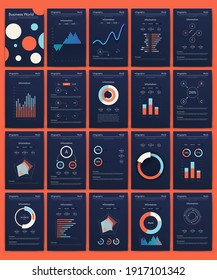 Modern infographic vector elements for business brochures. Use in website, corporate brochure, advertising and marketing. Pie charts, line graphs, bar graphs and timelines.