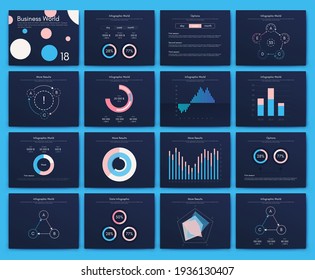 Elementos vectores de infografía modernos para folletos comerciales. Uso en sitios web, folletos corporativos, publicidad y marketing. Gráficos, gráficos de líneas, gráficos de barras y líneas de tiempo.