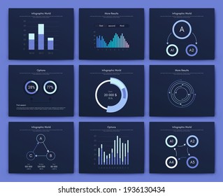 Modern infographic vector elements for business brochures. Use in website, corporate brochure, advertising and marketing. Pie charts, line graphs, bar graphs and timelines.