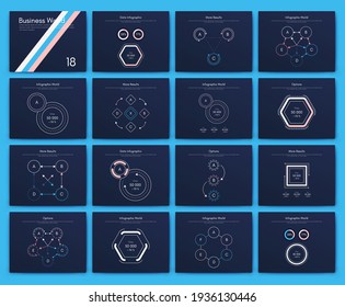 Modern infographic vector elements for business brochures. Use in website, corporate brochure, advertising and marketing. Pie charts, line graphs, bar graphs and timelines.