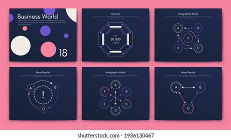 Modern infographic vector elements for business brochures. Use in website, corporate brochure, advertising and marketing. Pie charts, line graphs, bar graphs and timelines.