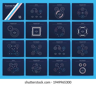 Modern infographic vector elements for business brochures. Use in website, corporate brochure, advertising and marketing. Pie charts, line graphs, bar graphs and timelines.