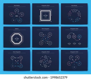 Modern infographic vector elements for business brochures. Use in website, corporate brochure, advertising and marketing. Pie charts, line graphs, bar graphs and timelines.