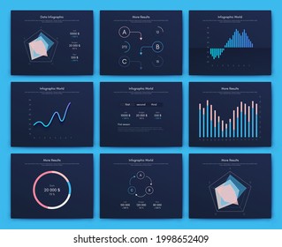 Modern infographic vector elements for business brochures. Use in website, corporate brochure, advertising and marketing. Pie charts, line graphs, bar graphs and timelines.