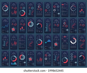 Modern infographic vector elements for business brochures. Use in website, corporate brochure, advertising and marketing. Pie charts, line graphs, bar graphs and timelines.