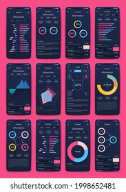 Modern infographic vector elements for business brochures. Use in website, corporate brochure, advertising and marketing. Pie charts, line graphs, bar graphs and timelines.