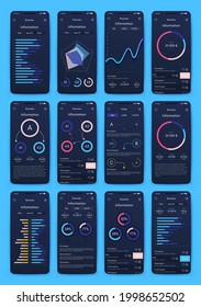 Modern infographic vector elements for business brochures. Use in website, corporate brochure, advertising and marketing. Pie charts, line graphs, bar graphs and timelines.