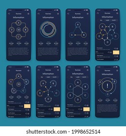 Modern infographic vector elements for business brochures. Use in website, corporate brochure, advertising and marketing. Pie charts, line graphs, bar graphs and timelines.