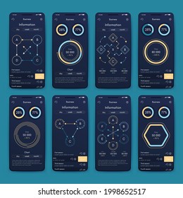 Modern infographic vector elements for business brochures. Use in website, corporate brochure, advertising and marketing. Pie charts, line graphs, bar graphs and timelines.