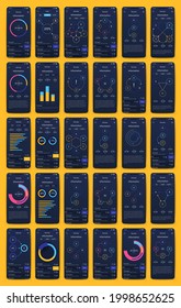Elementos vectores de infografía modernos para folletos comerciales. Uso en sitios web, folletos corporativos, publicidad y marketing. Gráficos, gráficos de líneas, gráficos de barras y líneas de tiempo.