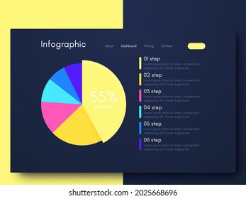 Modern infographic vector elements for business brochures. Use in website, corporate brochure, advertising and marketing. Pie charts, line graphs, bar graphs and timelines.