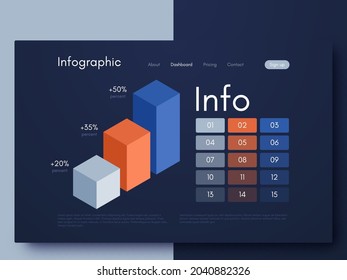 Modern infographic vector elements for business brochures. Use in website, corporate brochure, advertising and marketing. Pie charts, line graphs, bar graphs and timelines.