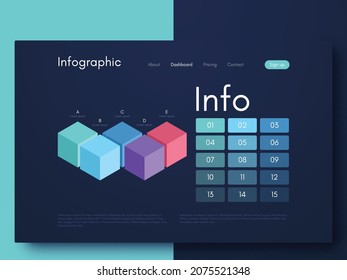 Elementos vectores de infografía modernos para folletos comerciales. Uso en sitios web, folletos corporativos, publicidad y marketing. Gráficos, gráficos de líneas, gráficos de barras y líneas de tiempo.