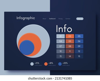 Elementos vectores de infografía modernos para folletos comerciales. Uso en sitios web, folletos corporativos, publicidad y marketing. Gráficos, gráficos de líneas, gráficos de barras y líneas de tiempo.