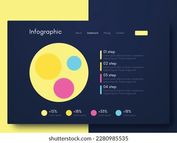 Elementos vectores de infografía modernos para folletos comerciales. Uso en sitios web, folletos corporativos, publicidad y marketing. Gráficos, gráficos de líneas, gráficos de barras y líneas de tiempo.