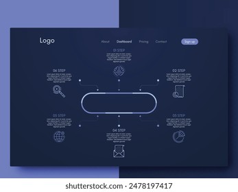 Elementos de Vector de infografía moderna para folletos de negocios. Uso en Sitio web, folleto corporativo, publicidad y marketing. Gráficos circulares, de líneas, de barras y de tiempo.